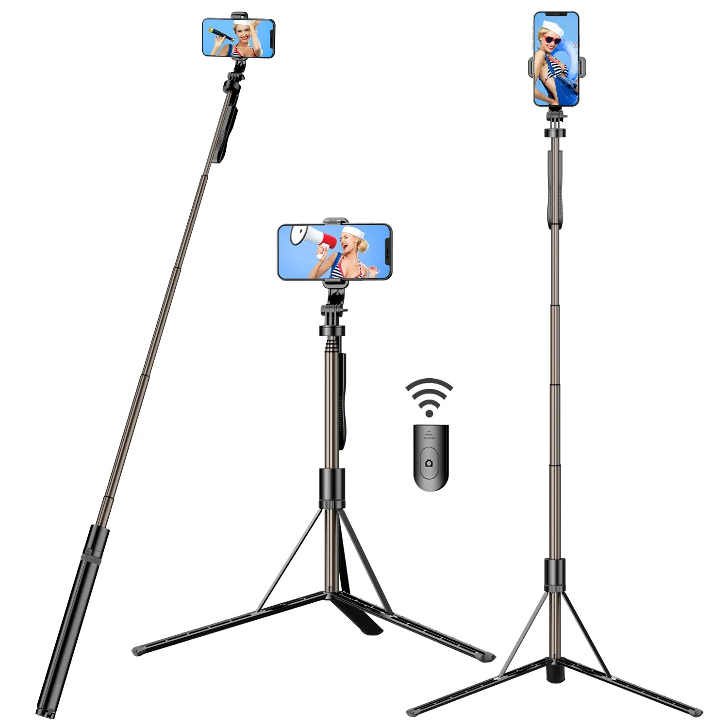 Selfie Stick Tripod Selfie Stick Cell Phone Selfie Stick Smartphone Selfie Stick Phone Selfie Tripod Mobile Selfie Stick Tripod Mount, Integrated Wireless Features for iPhone, Samsung and Smartphones 60" Long