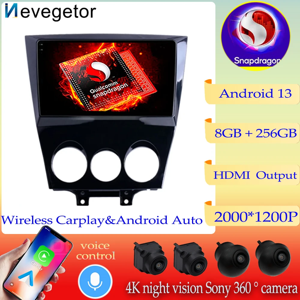 

Qualcomm Snapdragon Android Car Radio Stereo Video Player For Mazda RX8 2003 2004 2005 2006 2007 2008-2010 Multimedia Navigation