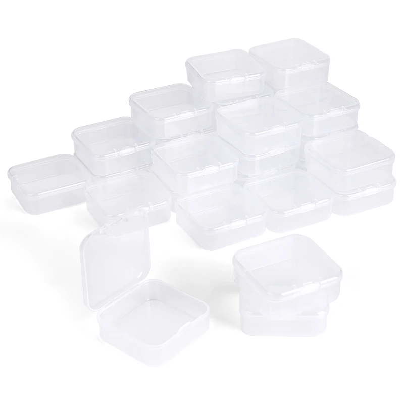 20 Pieces Small Clear Plastic Boxes Plastic Boxes With Square Lid Mini  Clear Plastic Box Small Plastic Containers For Beads, Jewelry, Pills