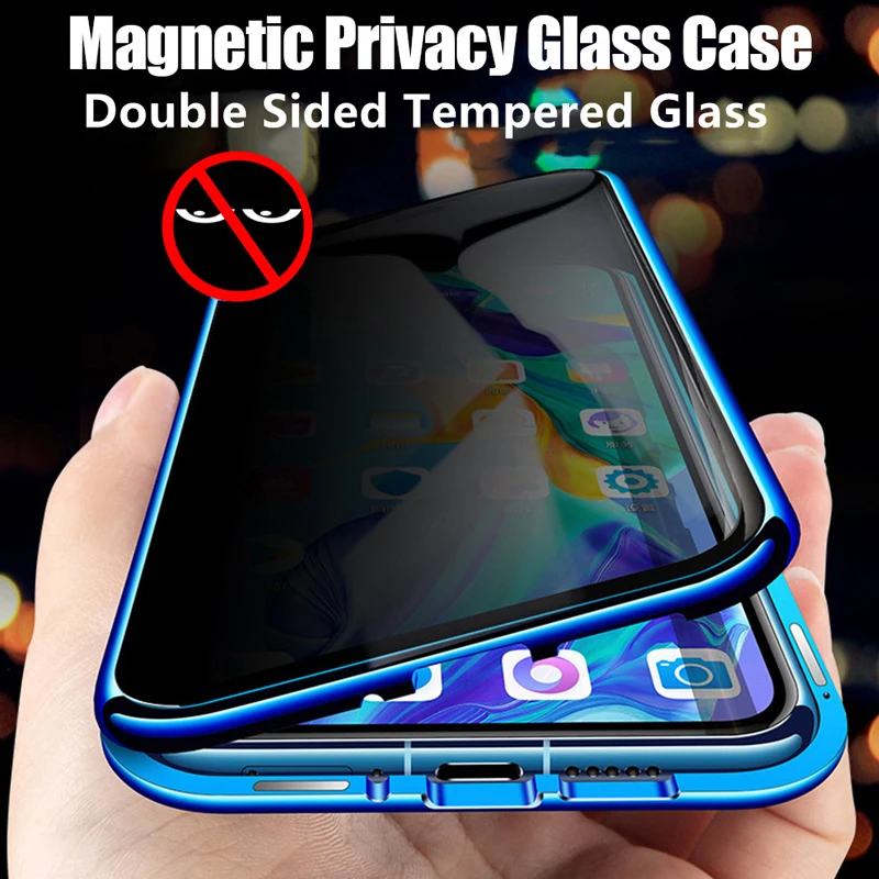 Double-Sided Glass Magnetic Phone Case with 360° Full Protection and Anti-Peeping Features