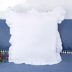 Vintage - Inspired Ruffled Pillowcase - Farmhouse French Shabby Chic Bedding Accent - 40x40cm  No Pillow (White)