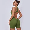 Zipper Women Tracksuit Pad Yoga Set One Piece Jumpsuit Workout Scrunch Legging Rompers Sport Gym Active Suit Exercise Bodysuits 5