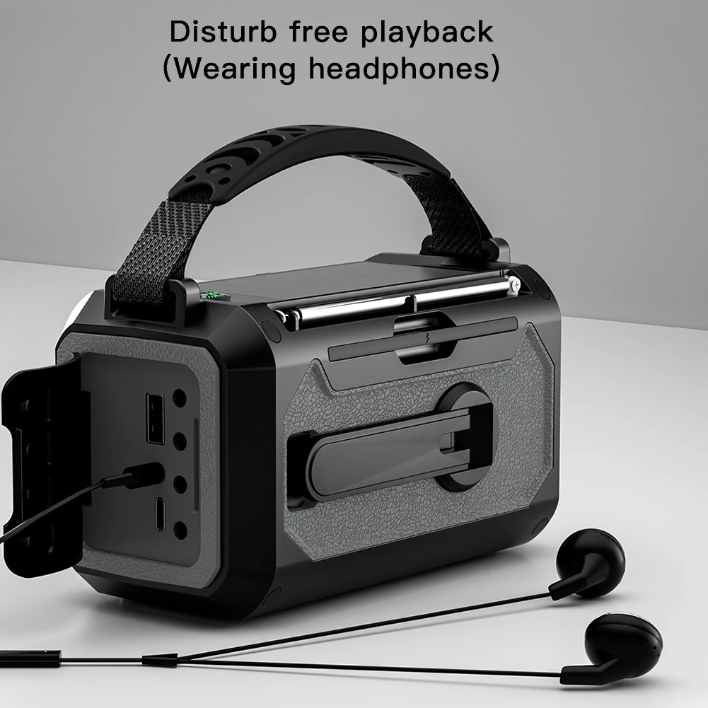 12000mAh Hand Crank Emergency Radio AM/FM/NOAA Weather Radio with 2 Solar Panels Flashlight &Reading Light SOS Alarm for Outdoor