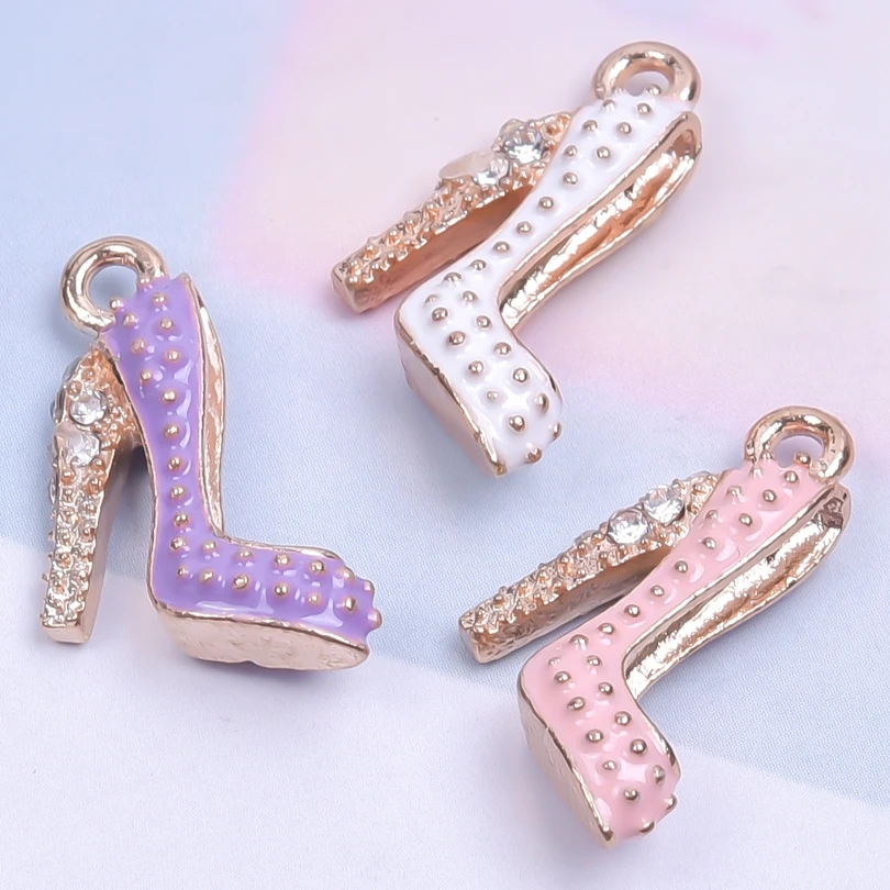 

20Pcs 20x16m Enamels High Heels Charms Making Women Shoe Pendant Drop Oil Necklaces Keychains Jewelry Bulk Wholesale