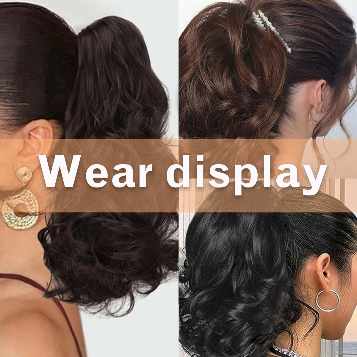 Synthetic catch clip ponytail curly hair wig clip fake ponytail on a woman's ponytail curly heat-resistant wig hair extension