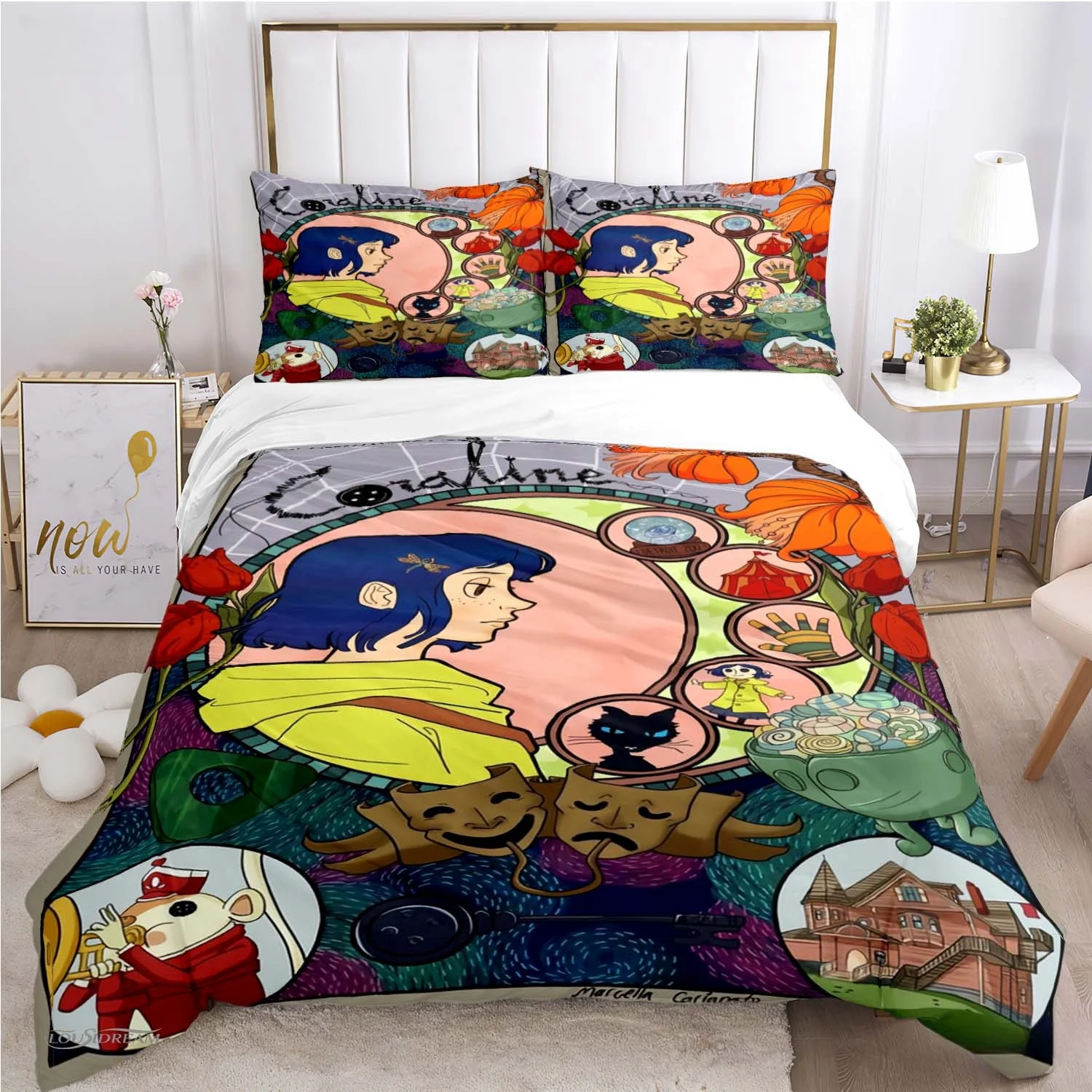 Coraline Animated Movie All Season Duvet casal Cover Bedding Sets Soft Quilt Cover and Pillowcases Teen Single_Double_Queen_King 2