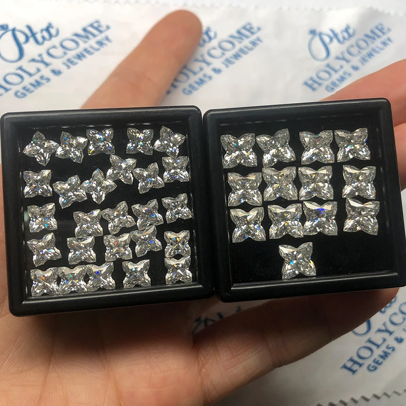 

Excellent Manual Cut White D Loose Moissanite Stone Clover Brilliant Gemstone VVS1 Pass Diamonds Tester Stone For Jewelry Making
