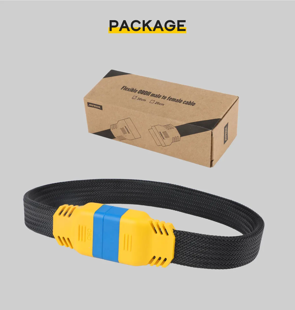 Autool auto obd2 ii verlängerung stecker auf buchse kabelst ecker adapter für easydiag think diag think driver elm327 30cm 40cm 60cm – Detail 10