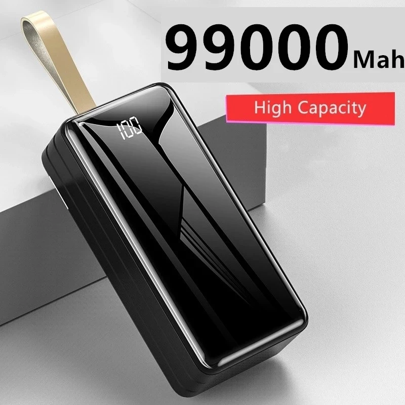 99000mAh Power Bank For iPhone 12 Xiaomi Huawei Samsung Poverbank Portable External Battery Charger Powerbank with Camping Light portable usb charger