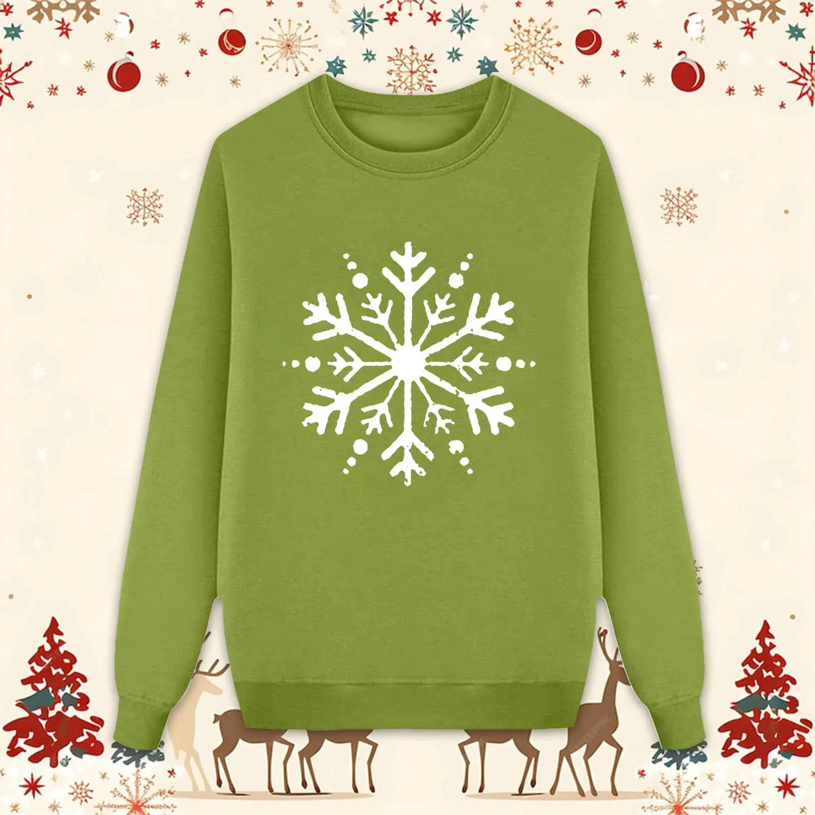 thumbnail image 1 of Sudadera con capucha con estampado de copos de nieve navideños de otoño para combinar con atuendos familiares, sudaderas holgadas para padres e hijos, 1 of 5