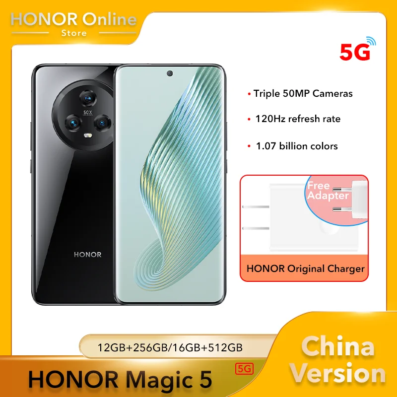 HONOR Magic 5 Snapdragon 8 Gen 2 Smartphone 5100 mAh durata della batteria  6.73 pollici 120Hz Display Quad-curvo 5G cellulare