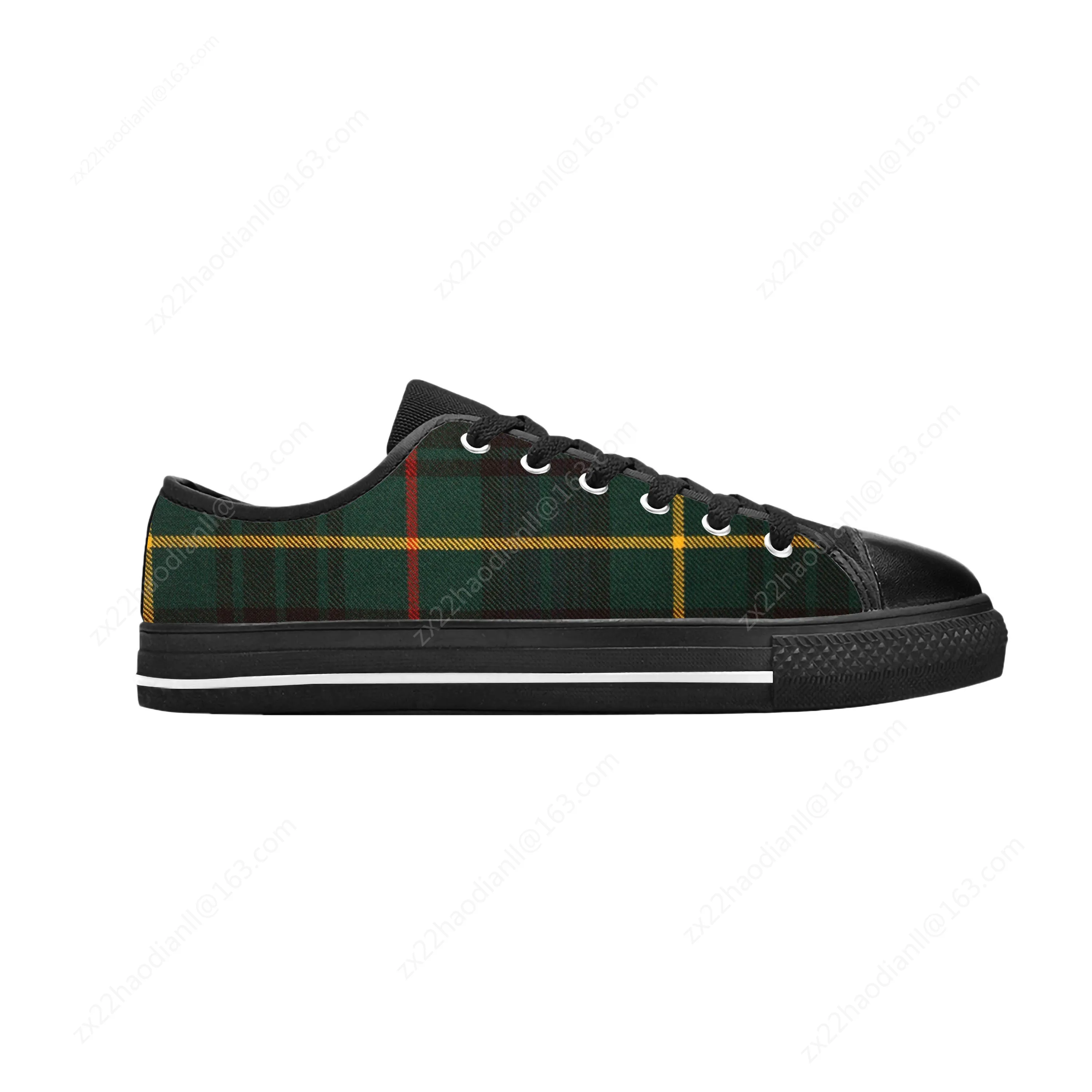 Hunting Scottish Stewart Clan Tartan Plaid Ancient Casual Cloth Shoes Low Top Comfortable Breathable 3D Print Men Women Sneakers