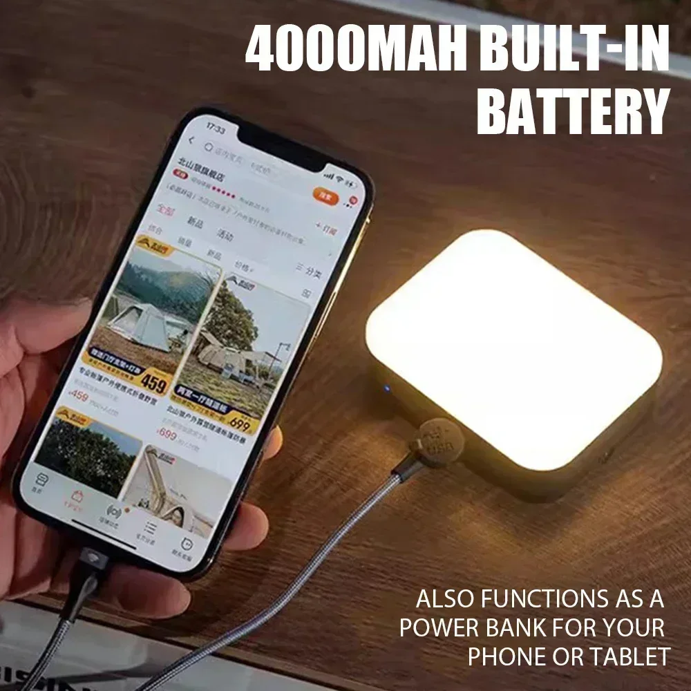 Camping Lamp Camping Lights 4000MaH Camping Lamp Portable Hanging Tent Light Solar Power Rechargeable Power Bank For Outdoor Camping BBQ Party