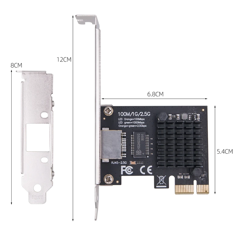 2.5Gb 기가비트 이더넷 네트워크 카드, PCI Express X1 to RJ45 포트, 2500Mbps RTL8125BG 칩, PCIE LAN 카드 및 로우 브래킷