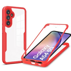 360° Full Coverage Shatterproof Phone Case with Built-In Screen Protector for Galaxy A56 (Red)