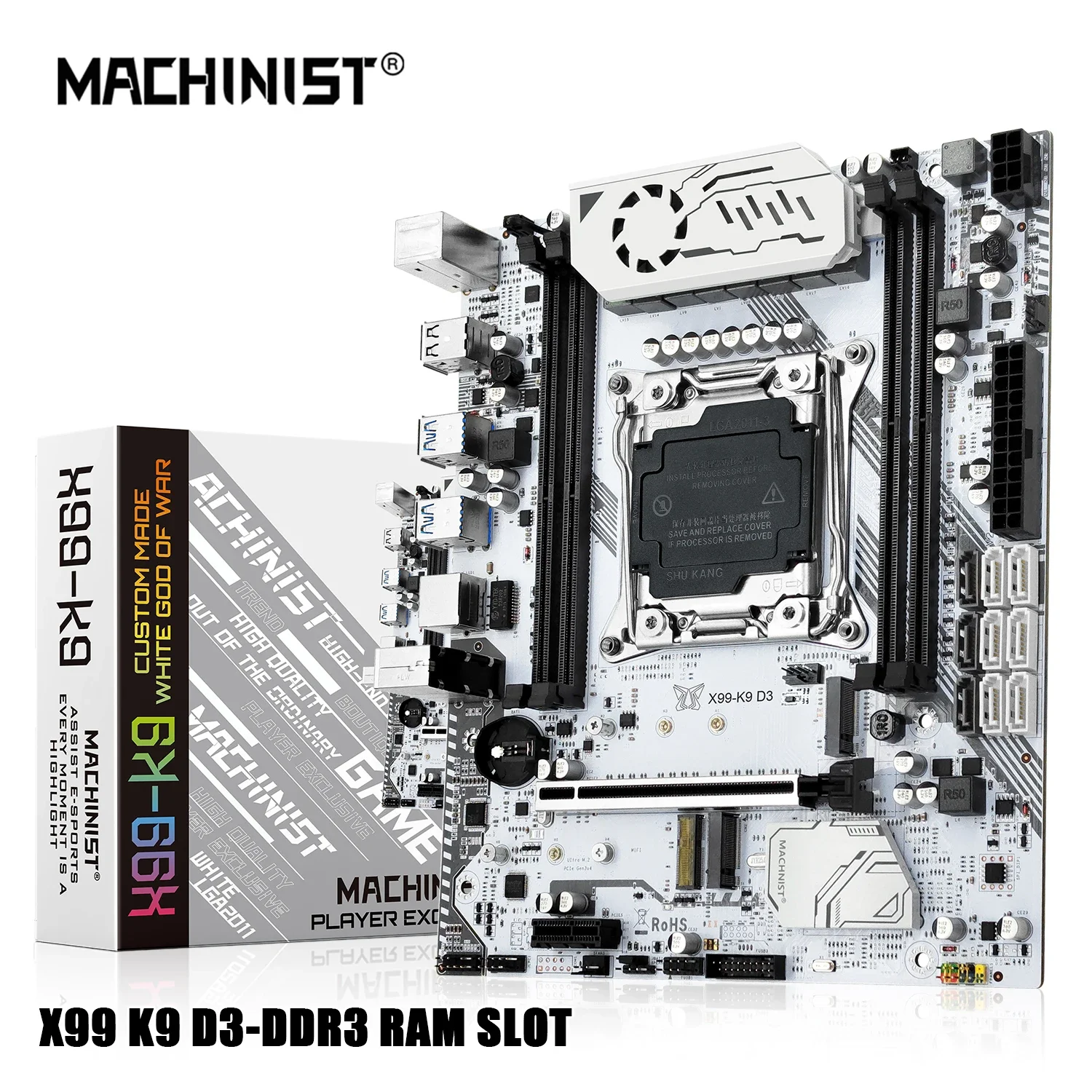 

MACHINIST X99 K9 D3 Motherboard LGA 211-3 Supports E5 2666 V3 2696V3 Xeon CPU Processor DDR3 Memory WIFI NVME M.2 Four Channel