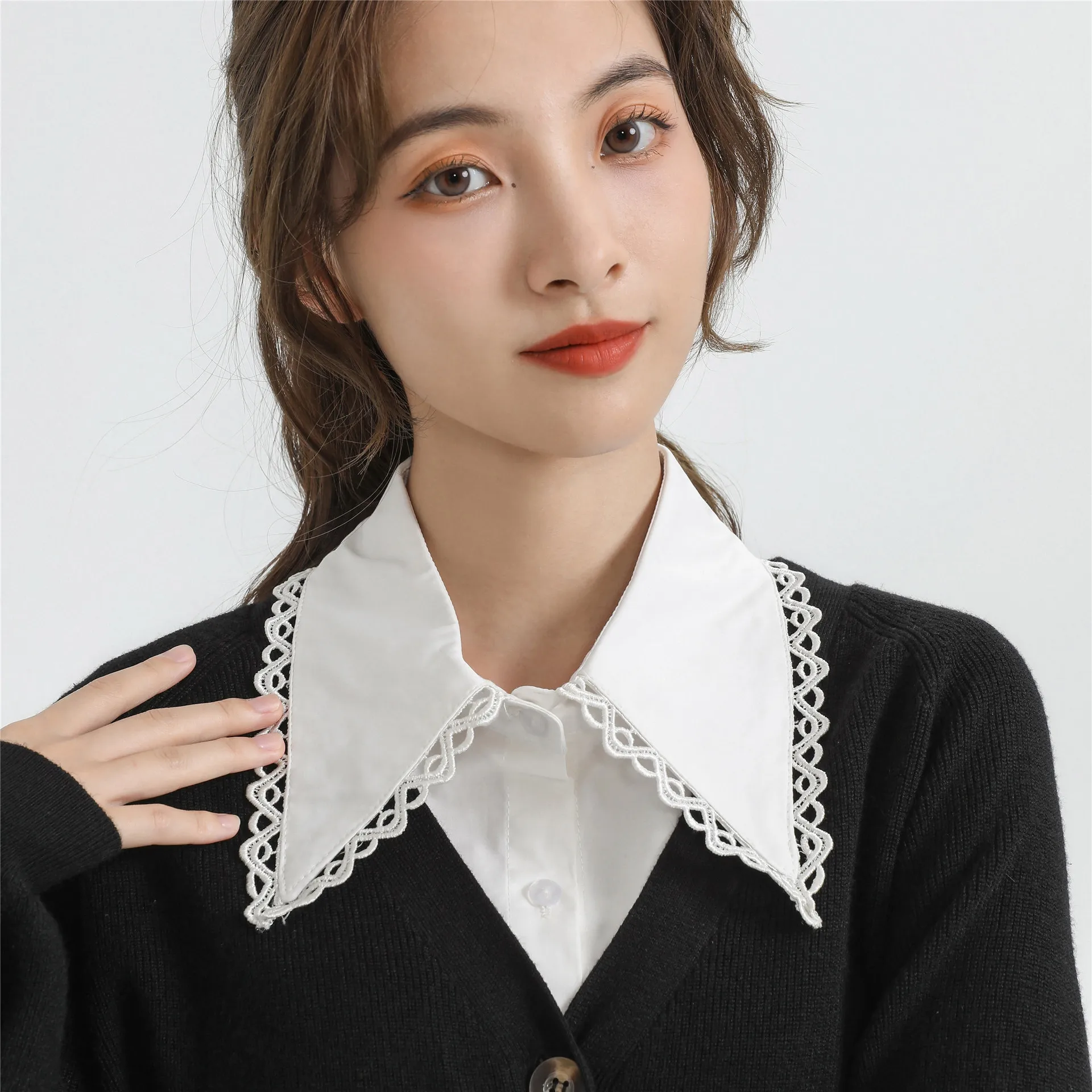 Women Shirt False Collar Vintage Elegant Blouse Lapel Shirt Detachable Collar Female Fake Collar Sweater Suit Decorative