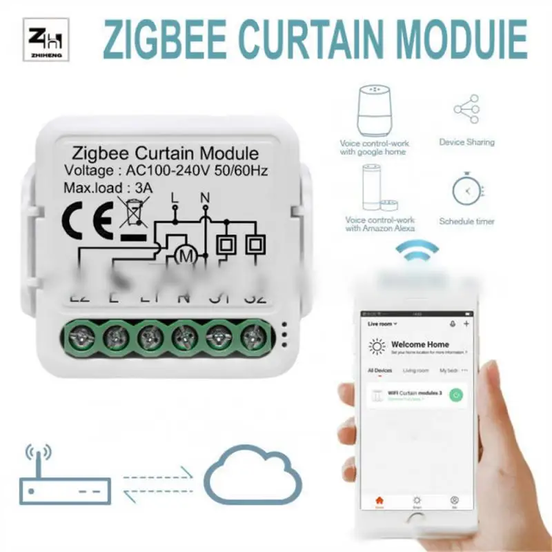 Tuya Zigbee Smart Curtain Switch Module Per Tapparelle Shutter Motore Elettrico 1/2 Gang App Telecomando Alexa Google Home
