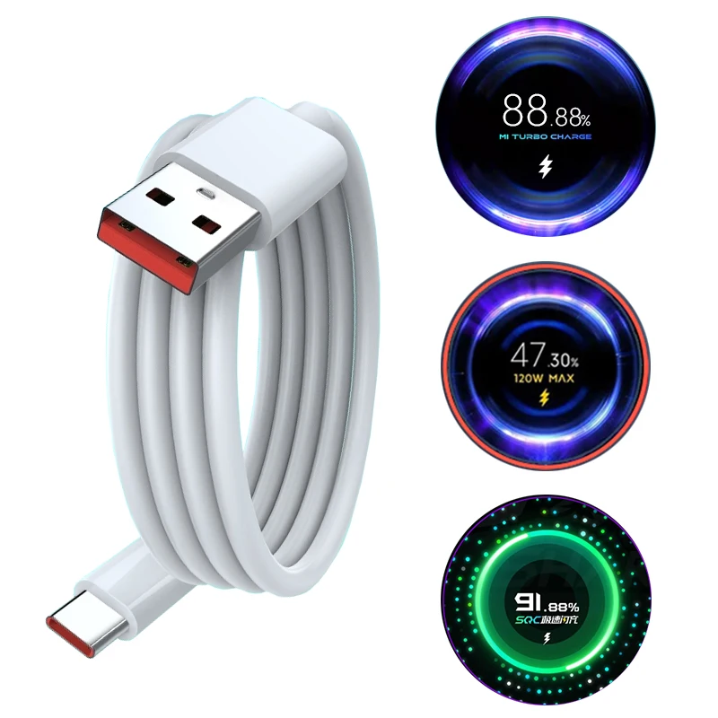 High-Speed 120W USB Type C Turbo Charger Cable, 6A