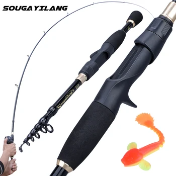 Sougayilang 1.8-2.4m Telescopic Fishing Rods Ultralight Weight Spinning Casting Carbon Pole Fishing Accessories Caña De Pescar