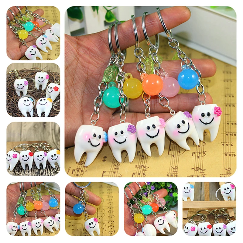 Кольцо для ключей в форме зубов, декоративное кольцо для ключей с имитацией зубов, подвеска для модели автомобиля, стоматологический подарок