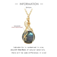 Pendentif en labradorite arc-en-ciel pour femme, fil de cuivre enroulé autour de la labradorite, bijoux en labradorite, collier en labradorite avec chaîne et boîte 3