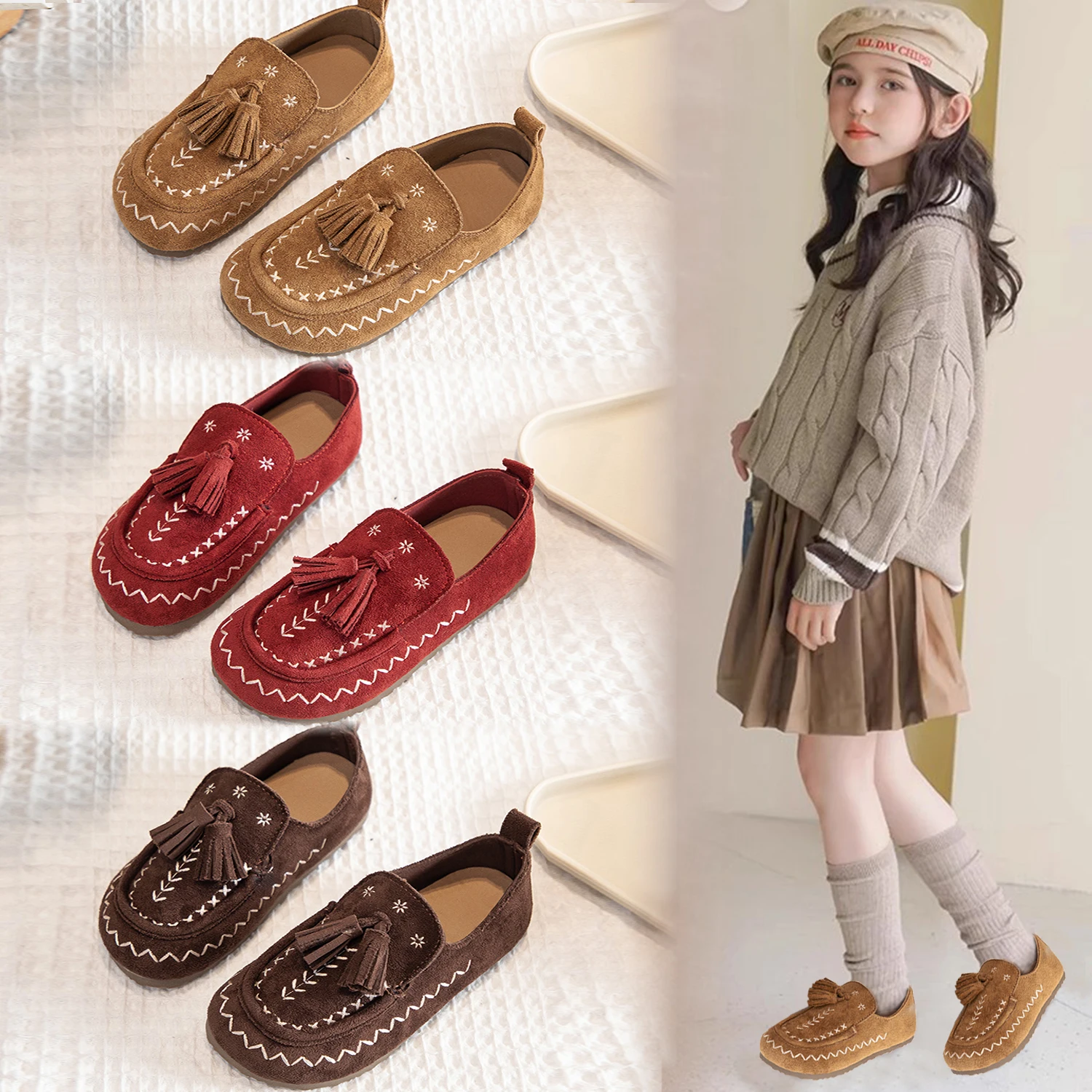 Soft Sole Moccasins Girls Autumn School Loafers