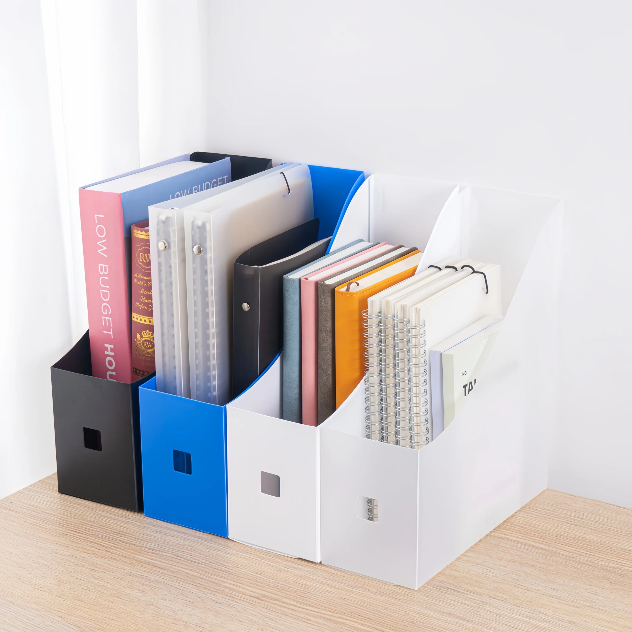 Book Organizer Book Holder Book Stand File Box Student Dormitory Desktop Book Stand Desktop Organizing and Storage Box Thickened Plastic Foldable Book Stand