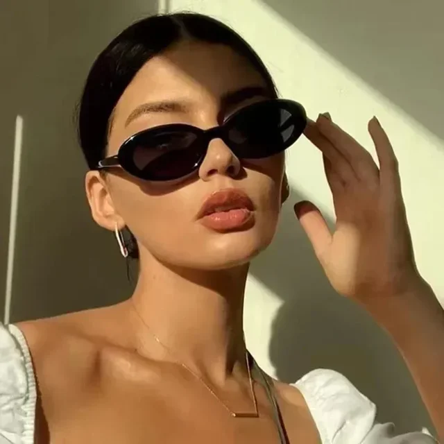 Lunettes de soleil ovales Vintage pour femmes, marque de luxe de styliste, petites lunettes de soleil ovales rétro noires rouges pour dames 1