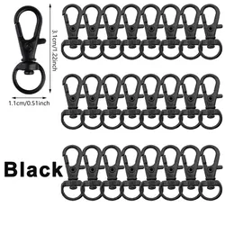 Multipack Swivel Clasps - Metal Lobster Claw Hooks for Crafts and DIY Projects (Black)