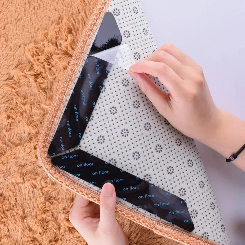 Carpet Anti Slip Stickers 16/8pcs Carpet Non-slip Sticker Reusable Washable Anti Curling Carpet Patch Fixed Stickers Floor Rug Mat Tape Gripper Corner Pad