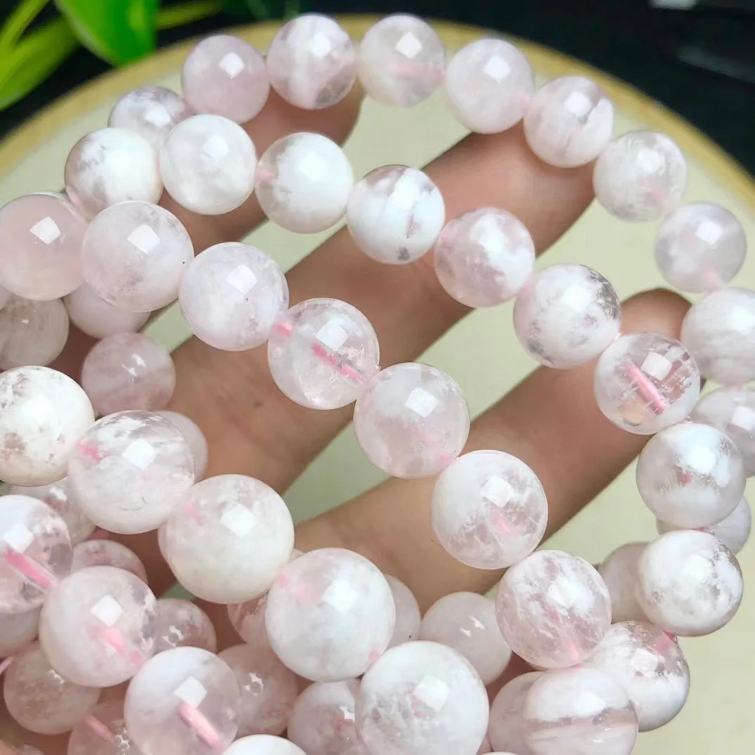 

1 Pc Fengbaowu Natural Snowflake Phantom Quartz Bracelet Round Beads Crystal Reiki Healing Stone Fashion Jewelry Gift Women