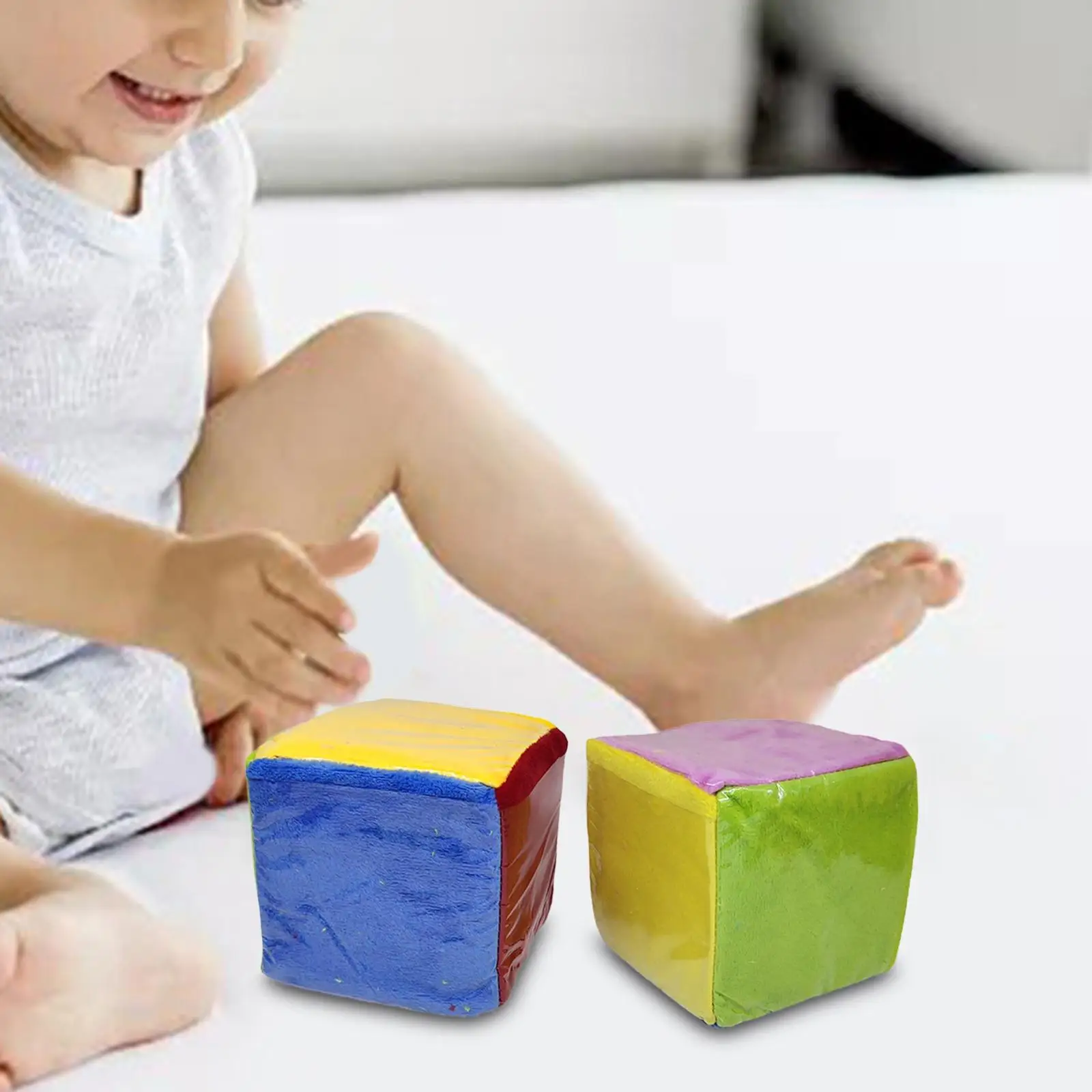 2 Pieces 4Inches Playing Game Dices with Clear Pockets Plush Square Dice Learning Dice Set for Ages 3+ Teaching Aid Party Favors 3