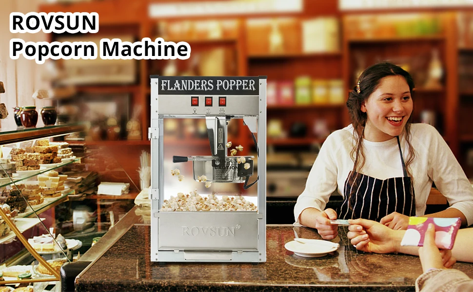 Description Picture 4 of itemPopcorn Machine with 8 Ounce Kettle Makes Up to 32 Cups, Commercial Popcorn Machine Countertop Popcorn Maker w/Stainless Steel S