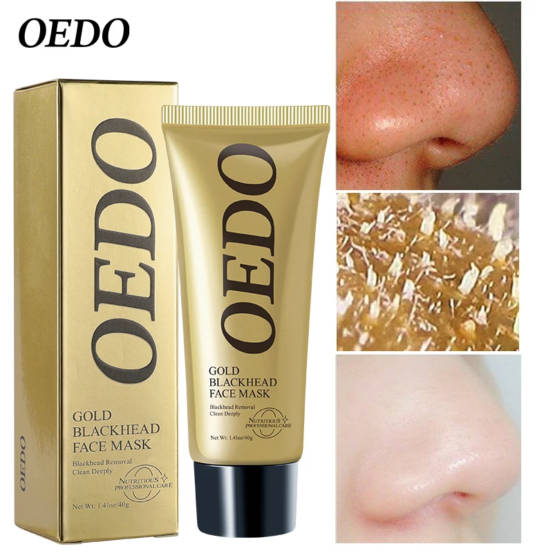 OEDO Gold Black Face Mask Skin care Removal Blackhead Whitening Acne Treat Exfoliating Oil-control Clean Deeply Face mask blackhead remover nose masks black dots nose strip oil control clean pores smooth delicate skin care moisturizer whitening 30g