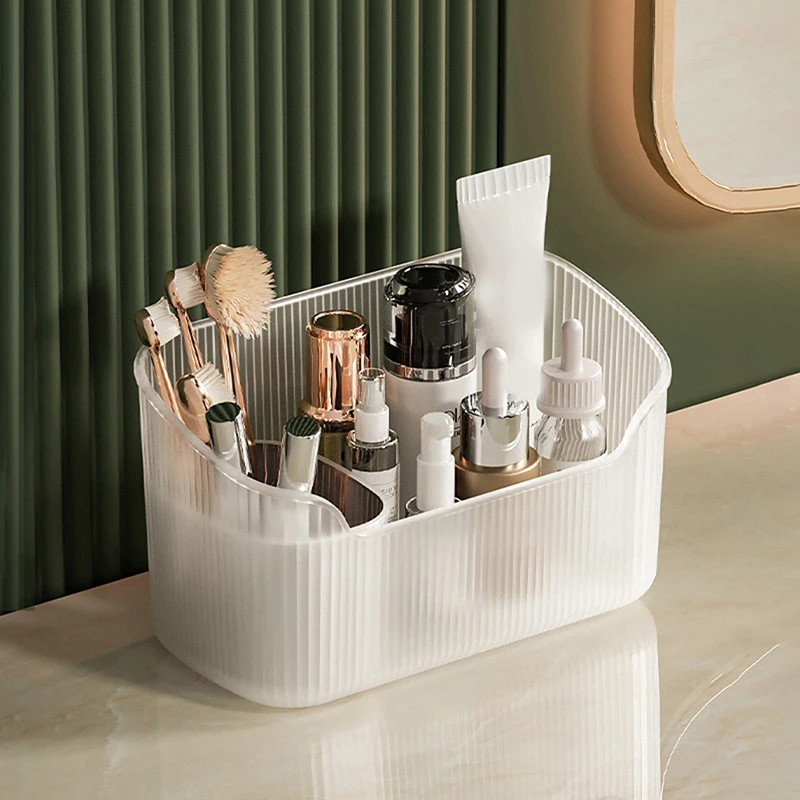 Bathroom Mirror Cabinet Storage Box Makeup Lipstick Cosmetic Skincare Storage Basket Plastic Dressing Table Cosmetic Organizer