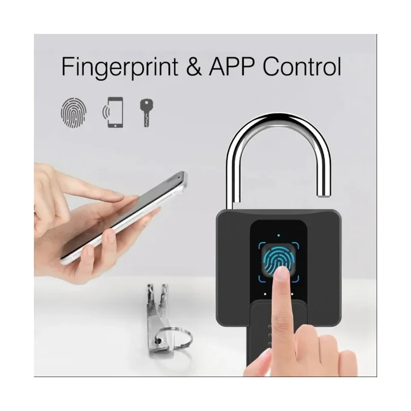 Cadenas à empreintes digitales, super étanche, sans clé, rechargeable