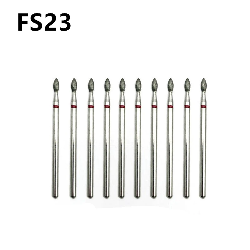 10 Pz/Scatola Diamante Chiodo Trapano Fresa Dentale Diamanti Rettifica Fresa Fresa Mestiere Lucidatore 2.35Mm Gambo Fs23