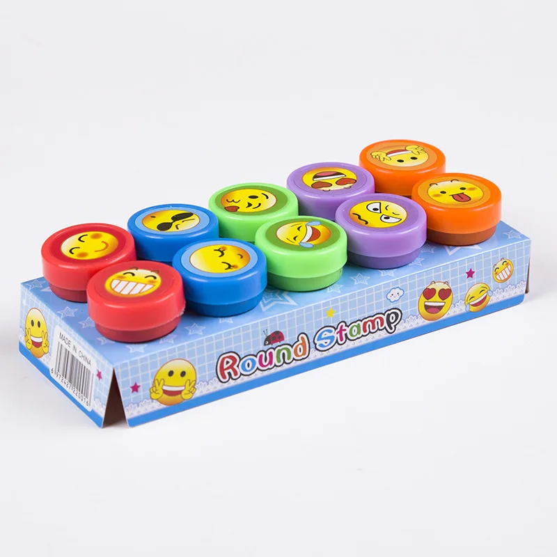 Assorted Stamps Self-ink Stamps Children Face Seal Scrapbooking DIY Painting Photo Album Decor for Kids 10pcs
