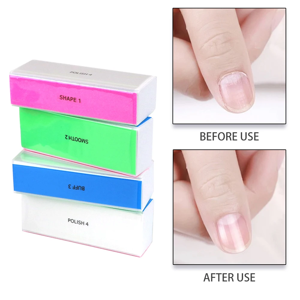 4단계 컬러풀 네일 버퍼 블록 강력 형광 네일 파일 및 버퍼 부드러운 광택 홈 및 살롱 DIY용