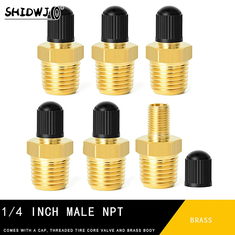 Gosknor Luchtpompadapter Set - 4 Stuks - Messing - 1/4 NPT Naar Schrader Ventiel - Voor Compressoren & Banden
