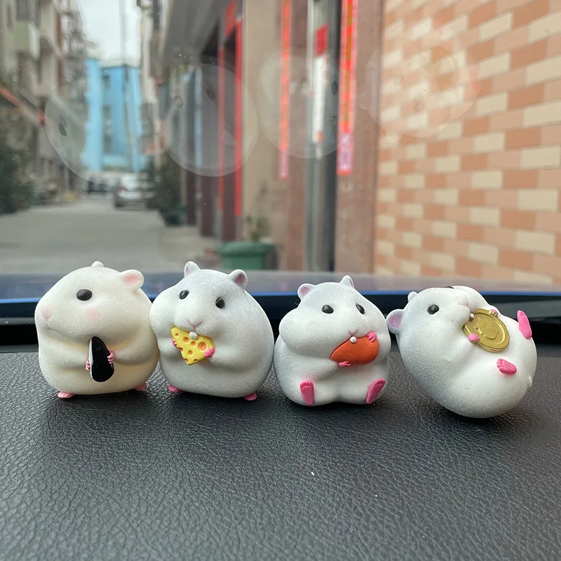 Cute Car Ornaments Decoration Hamster Car Accessories Console Mini Doll Car Interior Pendant Car