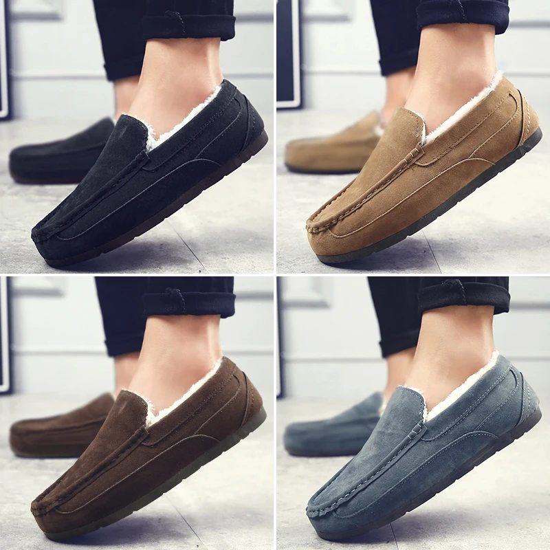 Winter Men Plush Warm Shoes Zapatos De Hombre Fashion Sneakers Man Casual Loafers Europe Brand Design Slip-on Flock Best Sellers