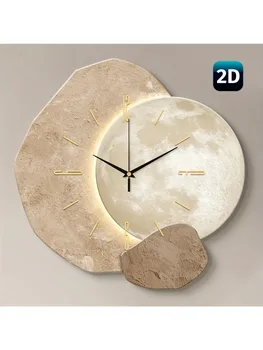 Orologio da parete moderno e silenzioso, design con fasi lunari: movimento al quarzo silenzioso, materiale in legno, suono antigoccia, perfetto per la decorazione della camera da letto, il soggiorno o dell'ufficio, l'orologio da parete della camera da letto | Orologio da parete decorativo | Struttura in legno Festa della mamma Decorazione di nozze Regalo di compleanno per amico 1