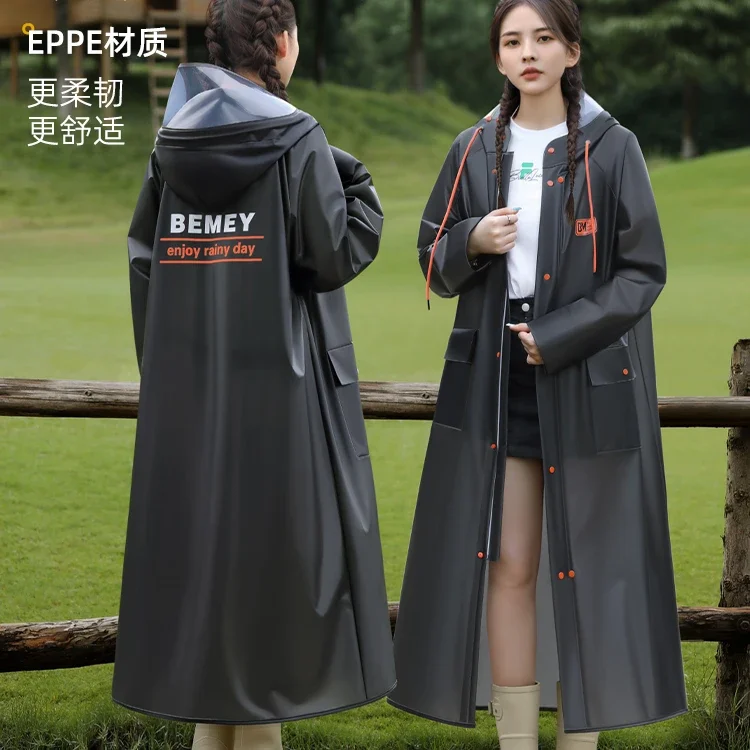 

Корейский модный прозрачный длинный дождевик, Толстый водонепроницаемый дождевик от дождя зеппе, пончо с капюшоном, уличная непромокаемая дождевая одежда, дождевик