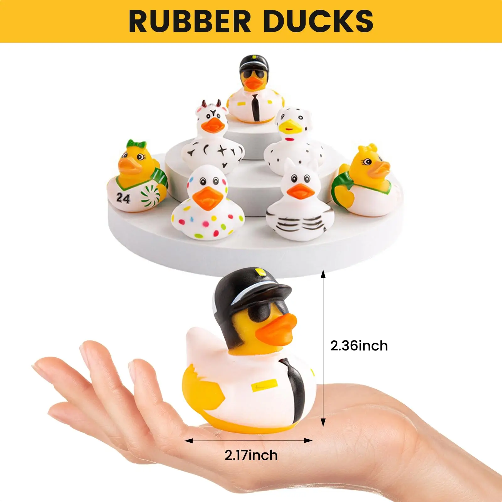 1-100pcs Rubber Ducks in Bulk,Assortment Duckies for Jeep Ducking Floater Duck Bath Toys Party Favors 3