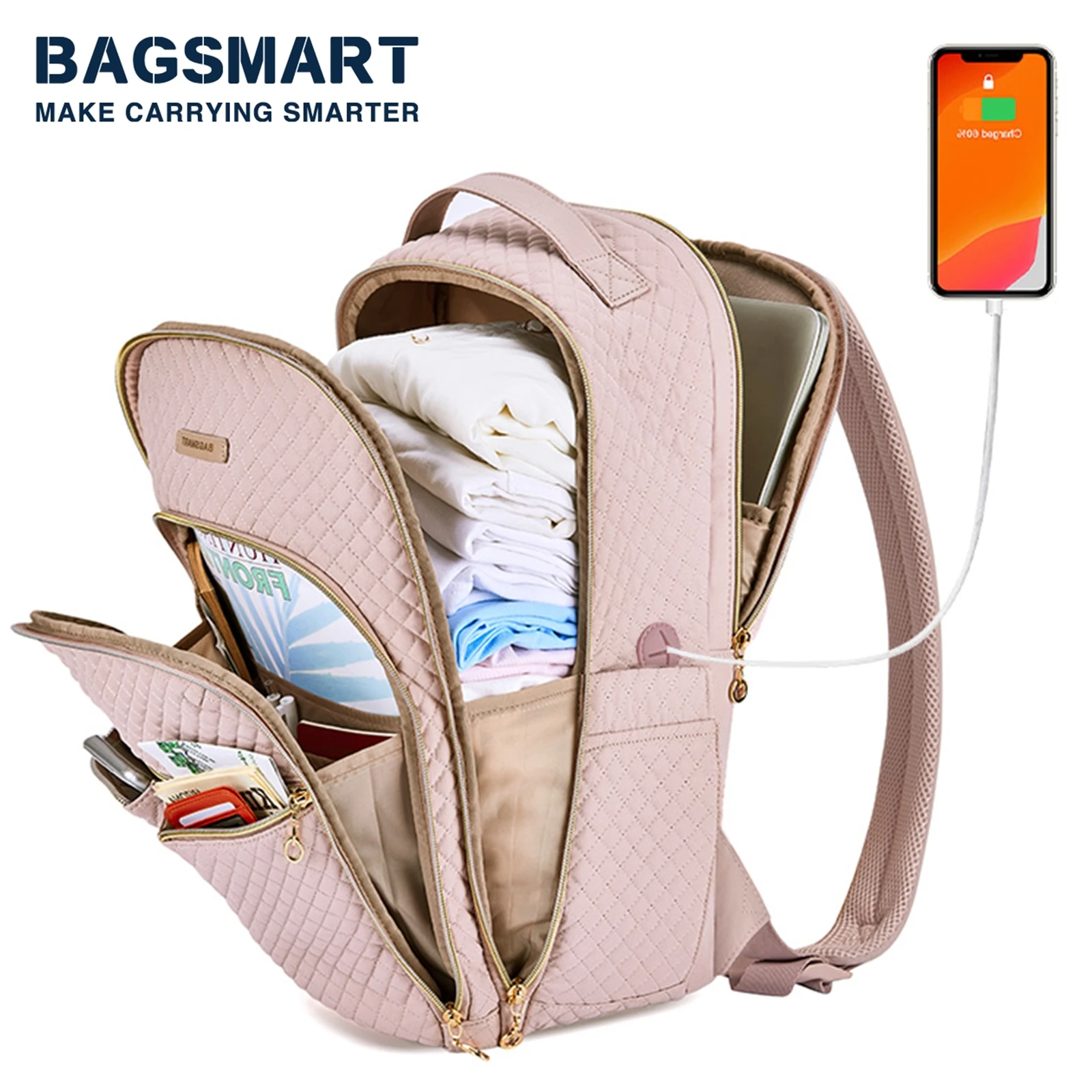  BAGSMART - Mochila para laptop para mujer, mochila de