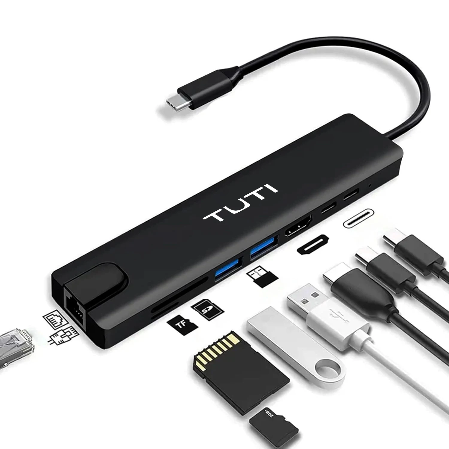 8in1 Port USB-C Hub (with USB-A Adapter) USB C to HDMI Adapter (4K) USB-C Multiport Adapter USB C Splitter For Type Devices