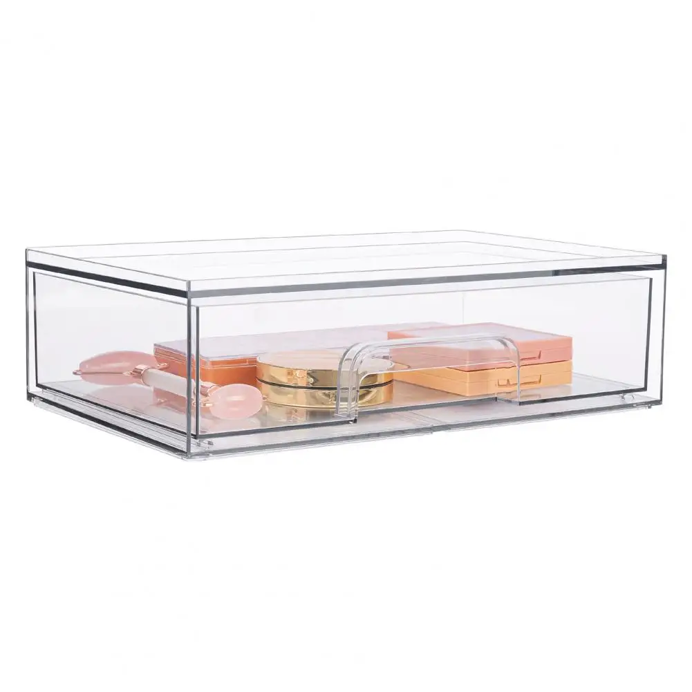 Clear Pull-Out Drawers Storage Box Large Capacity Storage Organizer Transparent Stackable Storage Bin with Handle for Home 5