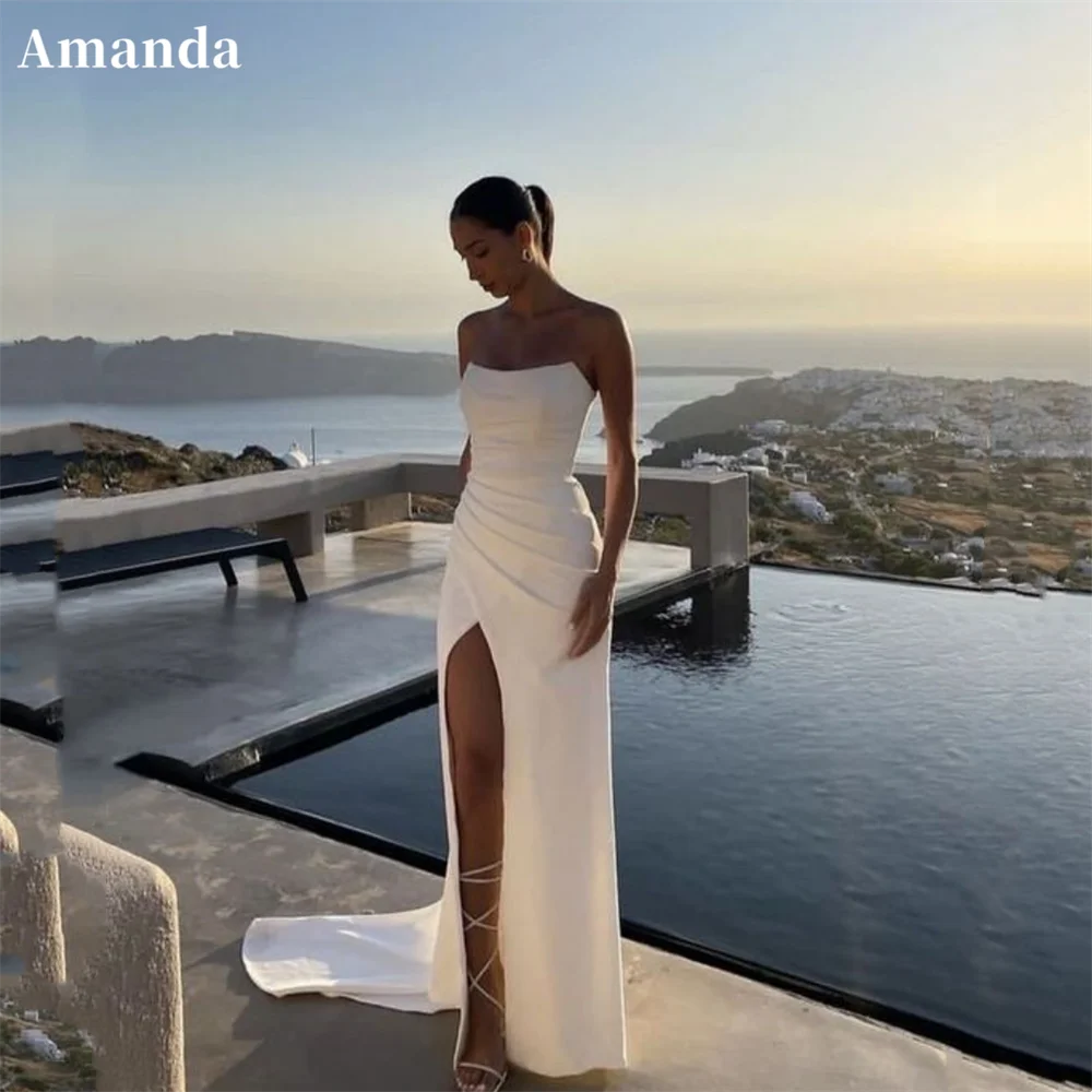 

Amanda Ivory White Off Shoulder Prom Dress 2024 Sexy Side High Split Quinceanera Dress Blackgail Long Train vestidos de fiesta